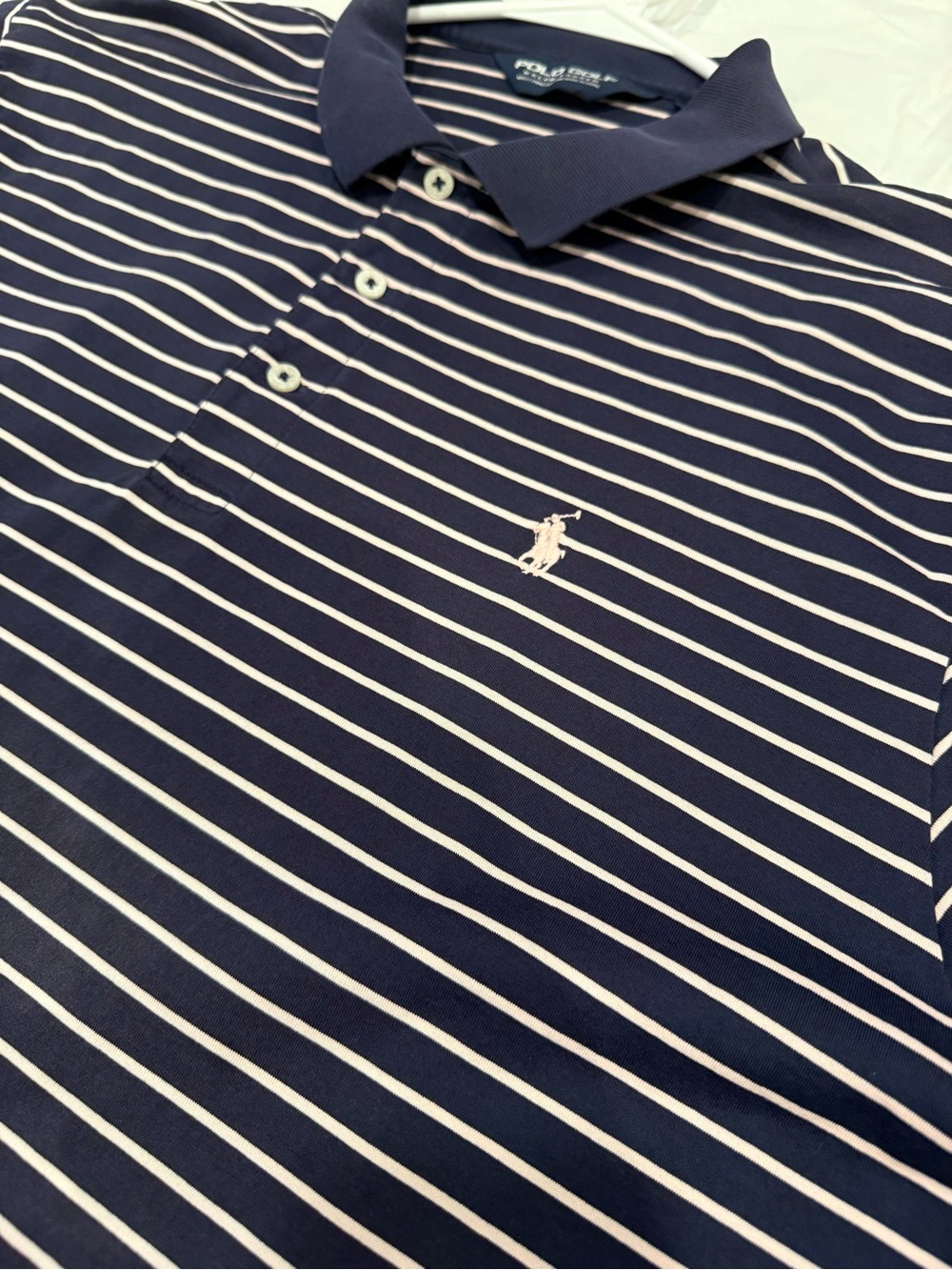 Ralph Lauren Classic Navy & White Stripe Polo Pima Cotton